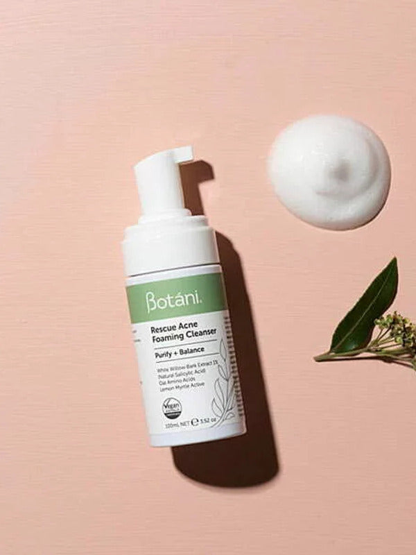 Botani Rescue Acne Foaming Cleanser 100ml — acne foaming cleanser flat lay