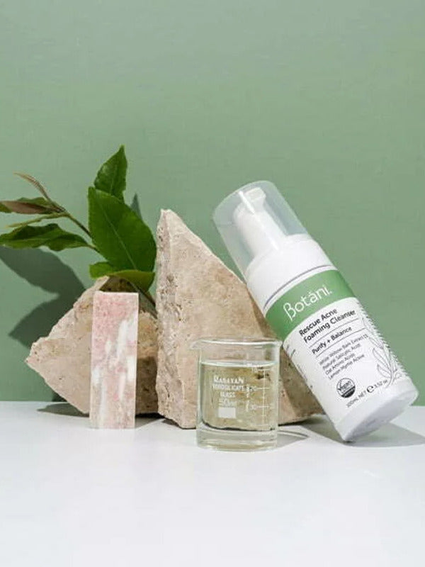 Botani Rescue Acne Foaming Cleanser 100ml — acne foaming cleanser in bathroom setting