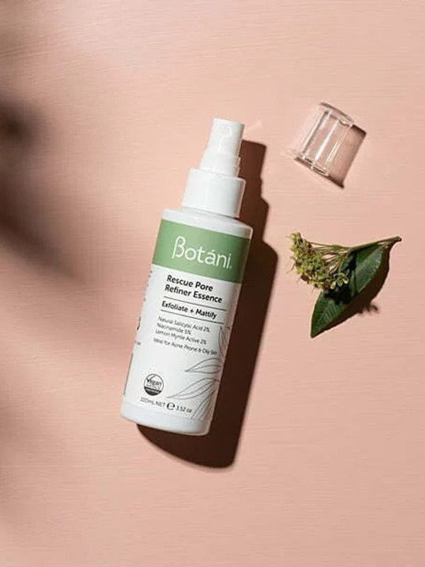 Botani Rescue Pore Refiner Essence 100ml — pore refiner essence styled on blush background