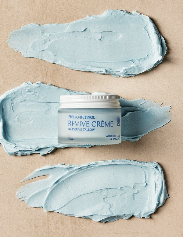 Phyto-Retinol Revive Creme with blue cream texture – Thrive Tallow Phyto-Retinol Revive Creme 50ml