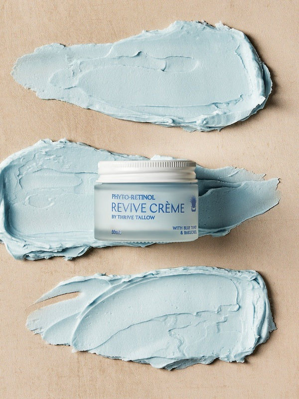 Phyto-Retinol Revive Creme with blue cream texture – Thrive Tallow Phyto-Retinol Revive Creme 50ml