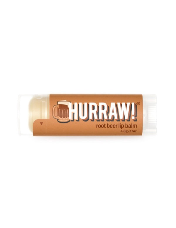 Overhead view of Hurraw! Organic Lip Balm - Root Beer 4.8g
