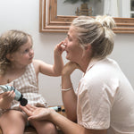 Woman and child enjoying a skincare moment with Sanctum Hydrating Gel Mask at home.