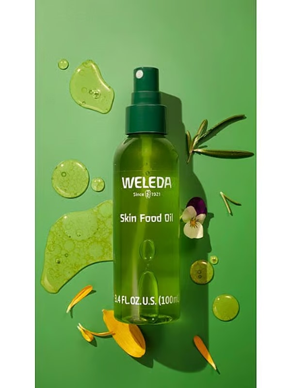 Weleda Skin Food Ultra-Light Dry Oil with oil texture and botanicals