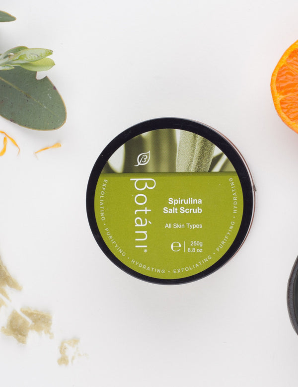 Botani Spirulina Salt Body Scrub 250g — spirulina salt body scrub flat lay