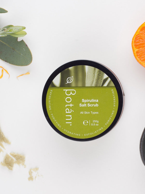 Botani Spirulina Salt Body Scrub 250g — spirulina salt body scrub flat lay