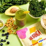 She BANG! Vanilla Peri Protein POWder styled with colourful fruit and drinks