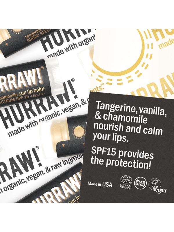 Product and flavour details for Hurraw! Sun Lip Balm SPF15 4.8g