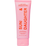 Front of Sun & Daughter Pink Mineral Sunscreen SPF50 100ml tube on a white background.
