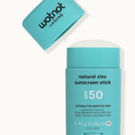 Front and back views of Wotnot Natural Zinc Sunscreen Stick SPF 50