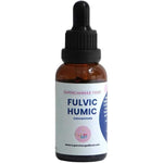 A brown glass dropper bottle labeled Supercharged Food Love Your Gut Fulvic Humic Concentrate 60ml with a black cap, designed to support gut health and microbiome balance, stands against a plain white background.