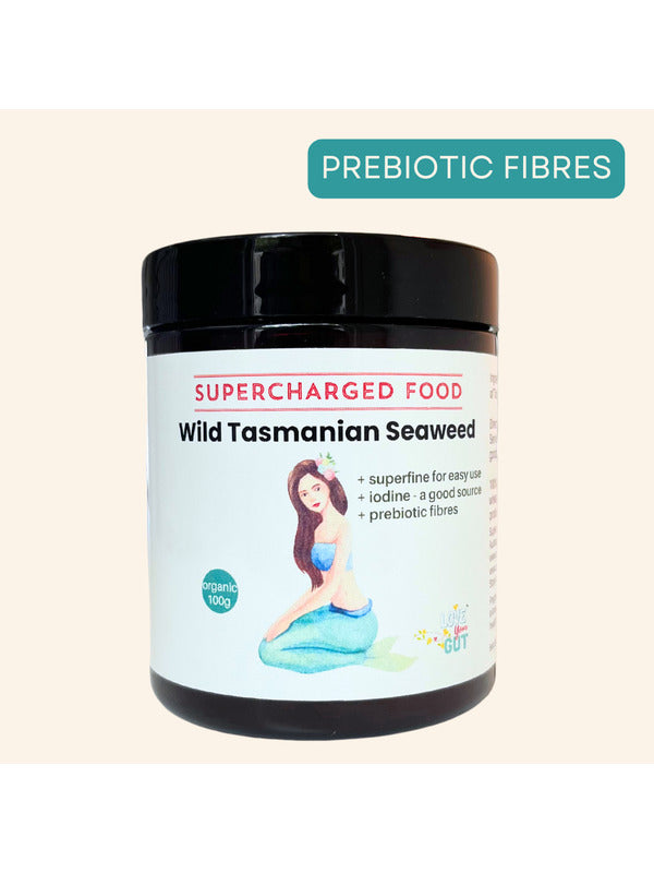 Wild Tasmanian Seaweed held over a prepared meal on the official product page