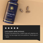 SuperFeast Ashwagandha capsules with customer testimonial