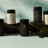SuperFeast tonic range displayed with forest ingredients