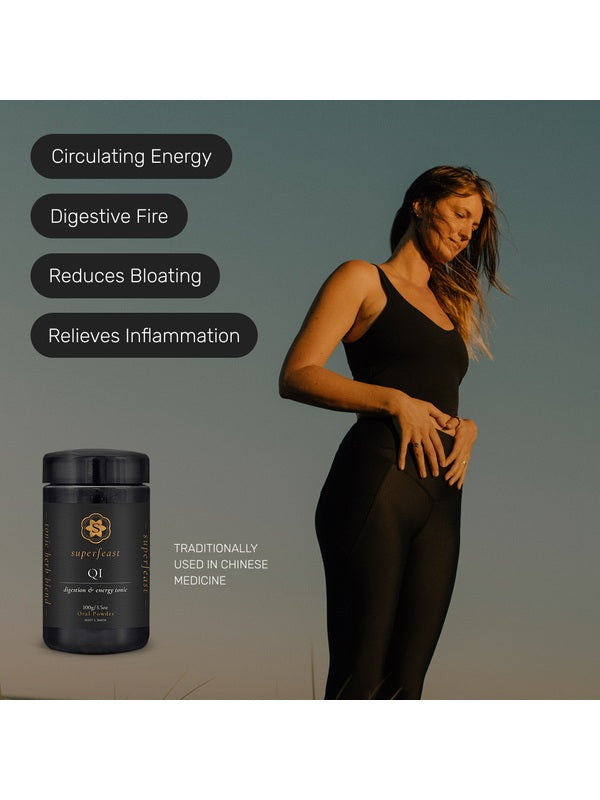 Woman with SuperFeast QI digestive and energy benefits