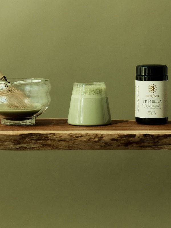 SuperFeast Tremella beside a prepared beauty tonic