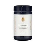 A black and white container labeled Superfeast Tremella features “hydration & beauty” and “medicinal mushroom.” This 100g (3.5oz) dietary supplement spotlights Tremella, known to support hyaluronic acid production.