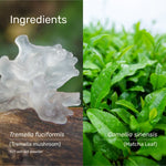 Tremella mushroom and matcha leaf ingredients