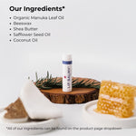 Sven's Island Lip Balmy styled with manuka, beeswax and botanical ingredients