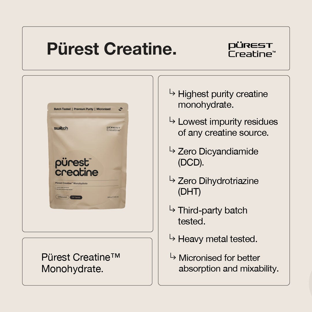 Switch Nutrition Purest Creatine product and purity benefits