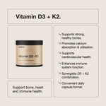 Switch Nutrition Vitamin D3 and K2 capsules with key benefits