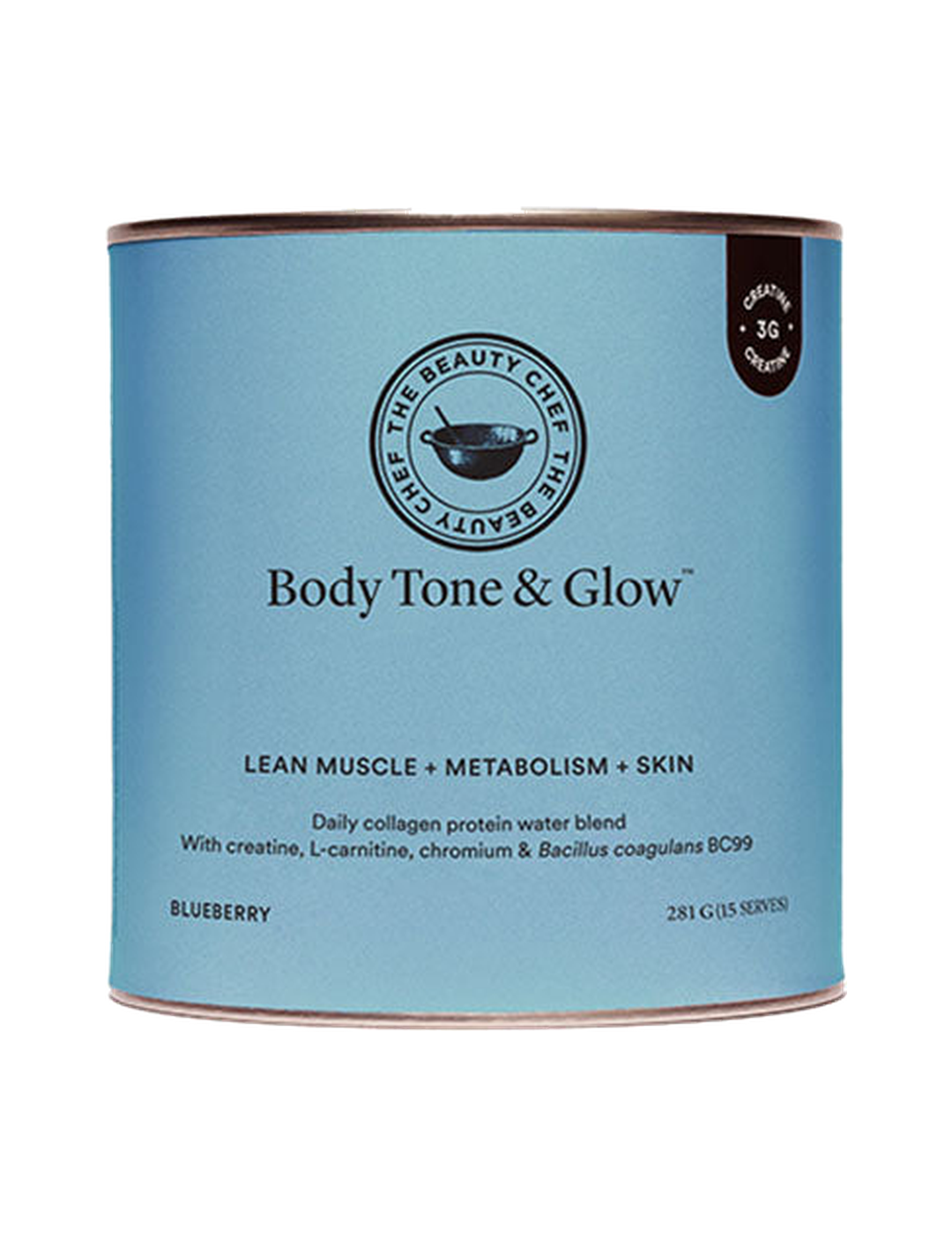 The Beauty Chef Body Tone and Glow Blueberry 281g front on white