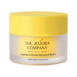 The Jojoba Company Jojoba Intense Moisture Balm in a short frosted jar with a bright yellow lid and yellow label.