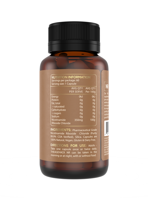 The Age Hack NR Nicotinamide Riboside 60 Capsules left label