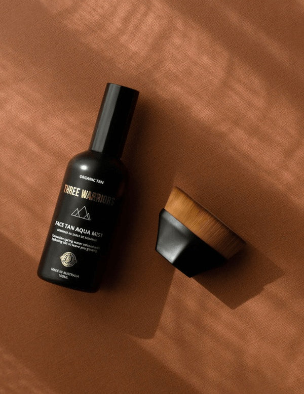 Beauty Buff Brush styled with Face Tan Aqua Mist