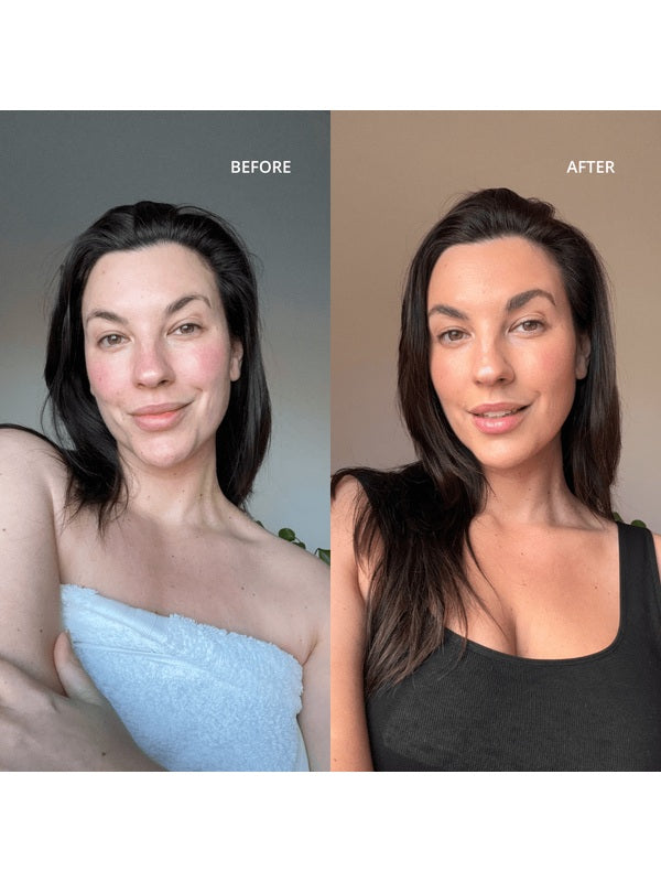 Face Tan Serum before and after glowing skin result