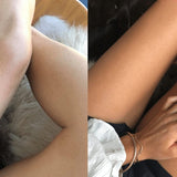 Woman showing an even gradual tan on her legs
