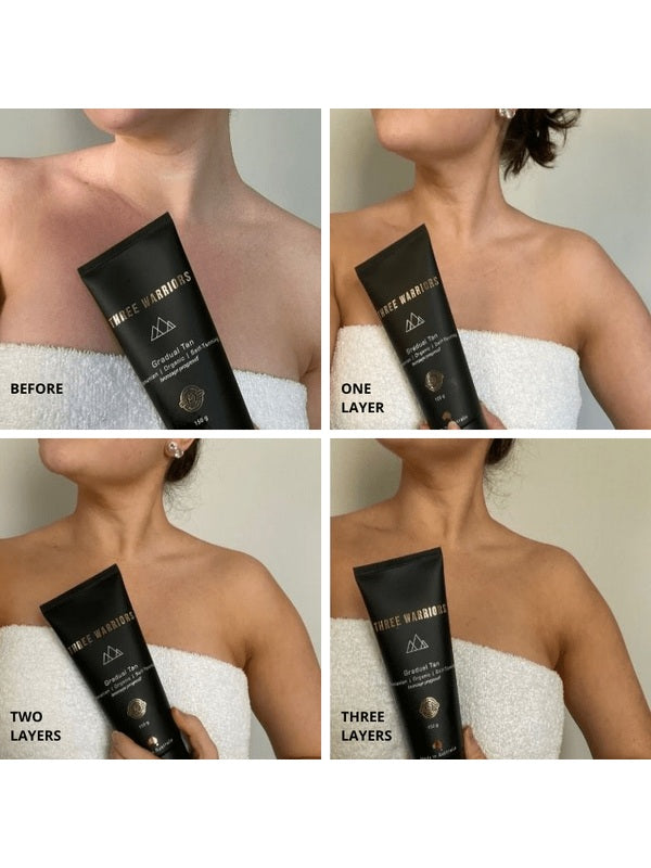 One two and three layer Gradual Tan colour comparison