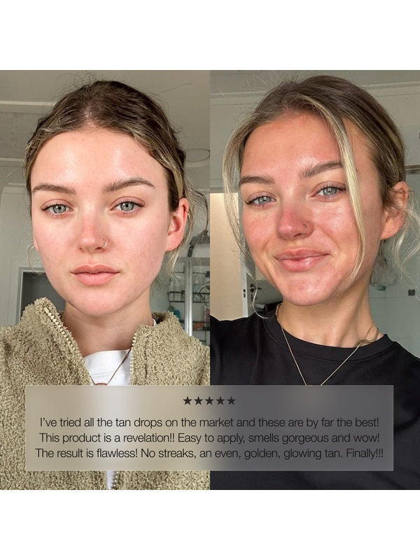 Hydrabronze Face Tan Drops before and after with review