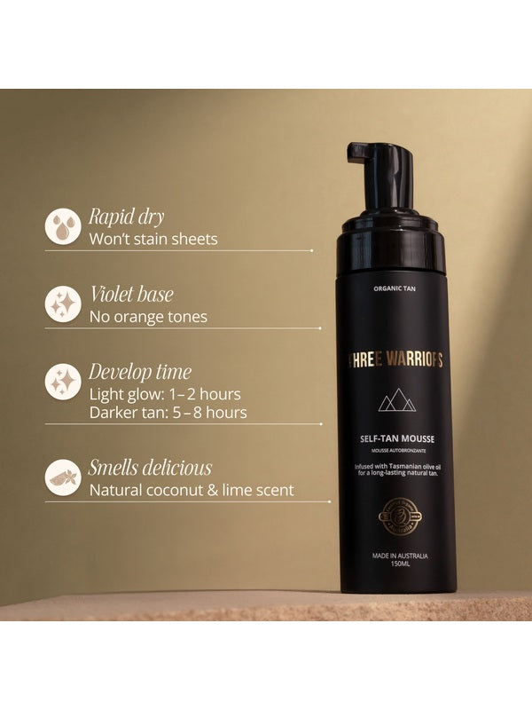 Three Warriors Self Tan Mousse features and benefits