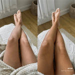Legs before and after using Three Warriors Self Tan Mousse