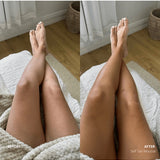 Legs before and after using Three Warriors Self Tan Mousse