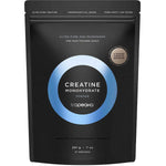 A black resealable pouch labeled Tropeaka Creatine Monohydrate 200g features a blue and white circular design, emphasizing its lab-tested, pharmaceutical-grade purity to support muscle strength.