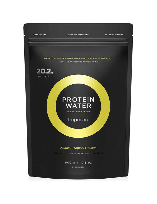 Tropeaka Protein Water Tropical 500g pouch on a white background