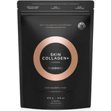 Black resealable Tropeaka Skin Collagen+ pouch with a peach-coloured ring around the product name and white lettering.