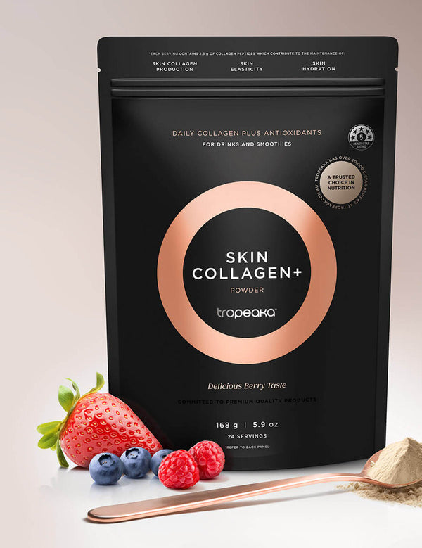 Tropeaka Skin Collagen with berries and powder scoop