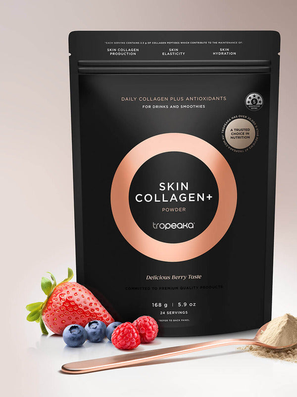 Tropeaka Skin Collagen with berries and powder scoop