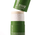 A green deodorant stick with a matching cap leaning against it on a white background. The cap is labeled 'Deodorant TUTTOFARE Eucalyptus & Mint' and the stick container is labeled 'Natural'.