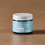 Unscented Tallow Based Moisturiser jar in warm natural light – Thrive Tallow Based Moisturiser Unscented 70ml