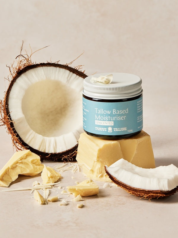 Unscented Tallow Based Moisturiser styled with coconut and shea – Thrive Tallow Based Moisturiser Unscented 70ml