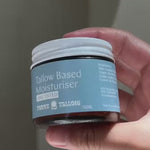 Hand holding Unscented Tallow Based Moisturiser – Thrive Tallow Based Moisturiser Unscented 70ml