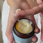 Hand taking Unscented Tallow Based Moisturiser from the jar – Thrive Tallow Based Moisturiser Unscented 70ml