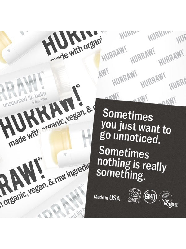 Product and flavour details for Hurraw! Unscented Lip Balm 4.8g