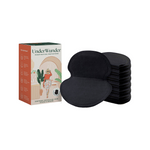 UnderWunder Perspiration Protectors Womens - Black — black pads with the matching women’s box, on white.