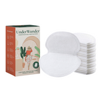 UnderWunder Perspiration Protectors Womens - White — white pads with the matching women’s box, on white.