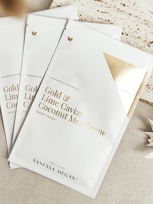 Vanessa Megan Gold and Lime Caviar Sheet Mask sachets